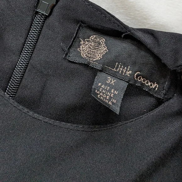 Little Cocoon Black Tier Dress with Gold Button Accent Girls' 3x - Picture 3 of 5